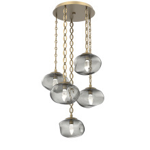 Hammerton CNB0068-05-GB-GS-CH2-L3 - Nova Round 5pc Multi-Pendant with Chain (LED)