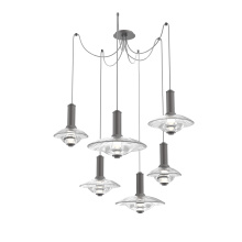 Hammerton SCB0098-06-GP-CG-C01-L3 - Cirrus Round 6pc Swag Multi-Pendant Chandelier