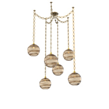 Hammerton SNB0047-06-GB-OB-CH2-E2 - Terra Multi Light Pendant Multi Port Canopy Gilded Brass