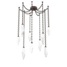Hammerton SNB0050-09-FB-CC-CH2-L3 - Rock Crystal Multi Light Pendant Multi Port Canopy Flat Bronze