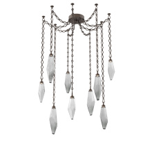 Hammerton SNB0050-09-FB-CS-CH1-L1 - Rock Crystal Multi Light Pendant Multi Port Canopy Flat Bronze