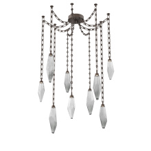 Hammerton SNB0050-09-FB-CS-CH3-L3 - Rock Crystal Multi Light Pendant Multi Port Canopy Flat Bronze