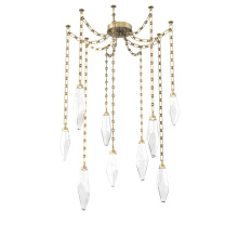 Hammerton SNB0050-09-GB-CC-CH3-L3 - Rock Crystal Multi Light Pendant Multi Port Canopy Gilded Brass