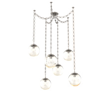 Hammerton SNB0062-06-BS-A-CH2-E2 - Aster Bulb Multi Light Pendant Multi Port Canopy Beige Silver