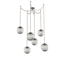 Hammerton SNB0062-06-BS-S-CH2-E2 - Aster Bulb Multi Light Pendant Multi Port Canopy Beige Silver