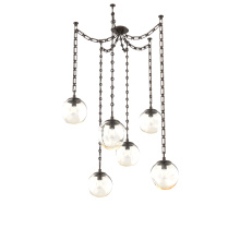 Hammerton SNB0062-06-FB-A-CH3-E2 - Aster Bulb Multi Light Pendant Multi Port Canopy Flat Bronze