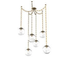 Hammerton SNB0062-06-GB-C-CH2-E2 - Aster Bulb Multi Light Pendant Multi Port Canopy Gilded Brass