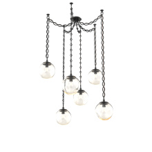 Hammerton SNB0062-06-MB-A-CH2-E2 - Aster Bulb Multi Light Pendant Multi Port Canopy Matte Black