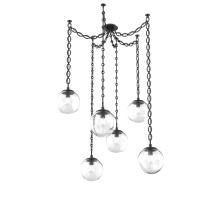 Hammerton SNB0062-06-MB-C-CH2-E2 - Aster Bulb Multi Light Pendant Multi Port Canopy Matte Black
