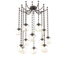Hammerton SNB0062-12-FB-A-CH3-E2 - Aster Bulb Multi Light Pendant Multi Port Canopy Flat Bronze