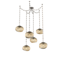 Hammerton SNB0064-06-BS-B-CH3-E2 - Nova Bulb Multi Light Pendant Multi Port Canopy Beige Silver