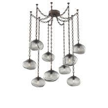 Hammerton SNB0064-09-FB-S-CH1-E2 - Nova Bulb Multi Light Pendant Multi Port Canopy Flat Bronze