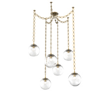 Hammerton SNB0066-06-GB-FC-CH2-L3 - Aster LED Multi Light Pendant Multi Port Canopy Gilded Brass