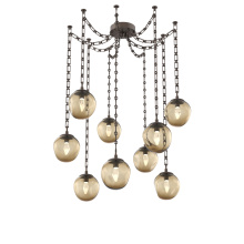 Hammerton SNB0066-09-FB-GB-CH3-L1 - Aster LED Multi Light Pendant Multi Port Canopy Flat Bronze