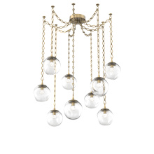 Hammerton SNB0066-09-GB-FC-CH1-L3 - Aster LED Multi Light Pendant Multi Port Canopy Gilded Brass