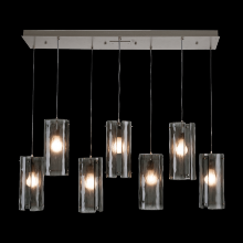 Hammerton PLB0044-07-BS-SG-C01-E2 - Textured Glass Linear 7pc Multi-Pendant