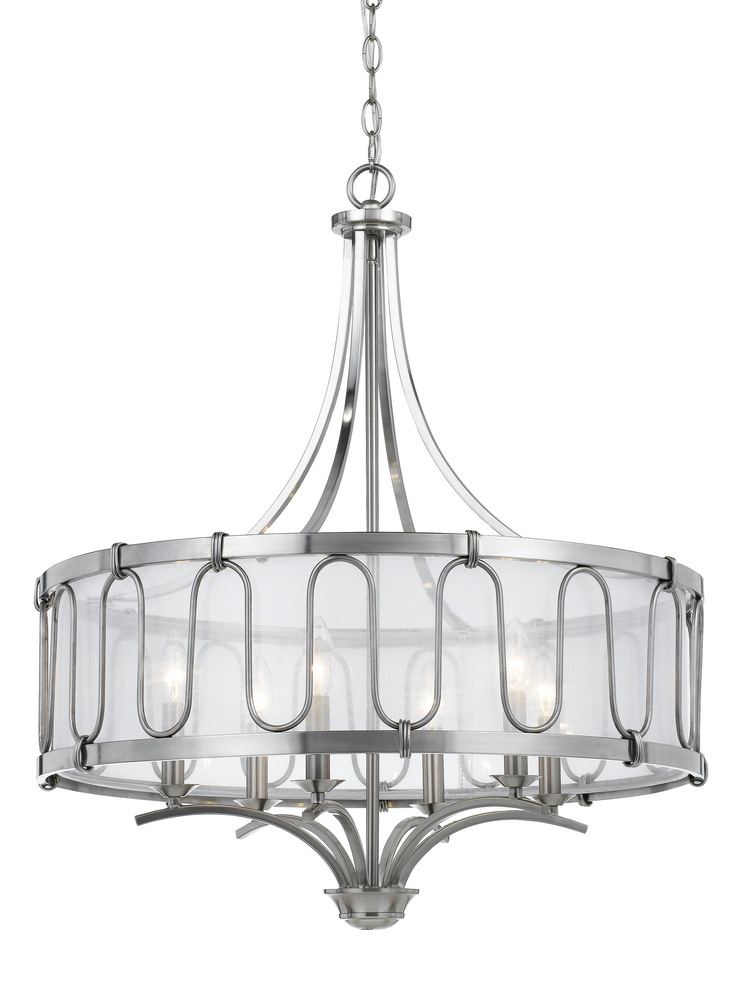 60W X 6 Vincenzametal Chandelier With Trasparent Fabric Shade