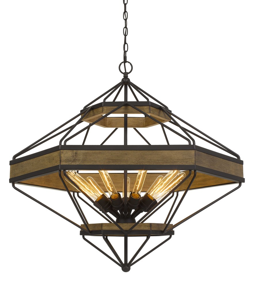 Alicante 60W X 9 Pine Wood/Metal Chandelier (Edison Bulbs Not included)