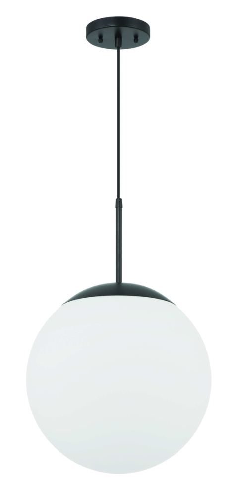 1 Light Medium Pendant with White Glass