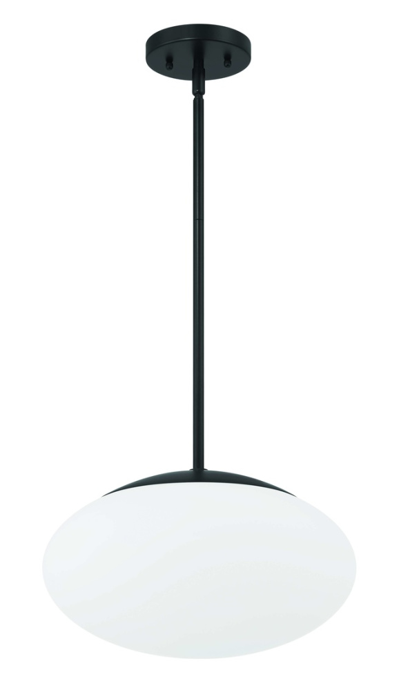 1 Light Large Oval Pendant with White Glass