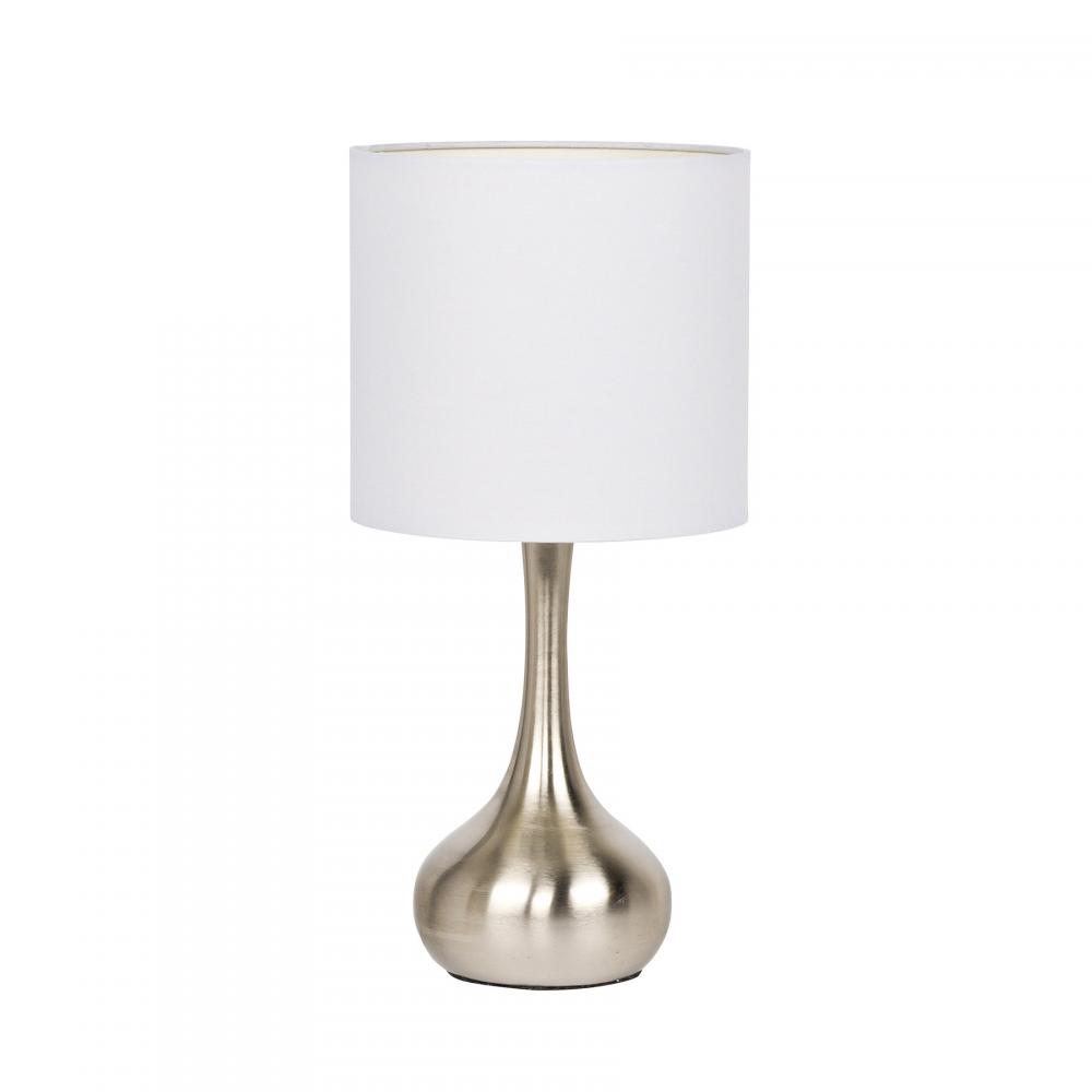 BL27LTX, Nickel Base with 
White Fabric Hardback Shade