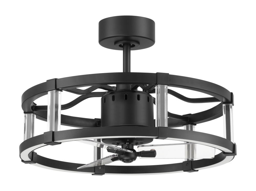 Alexis 18" 3-Blade Ceiling Fan in Flat Black w/ Clear Acrylic Blades; Integrated Light Kit