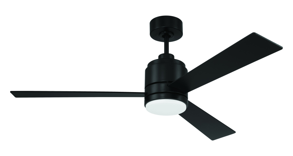 McCoy 52" 3-Blade Ceiling Fan in Flat Black w/ Flat Black Blades; Light Kit Included (optional)