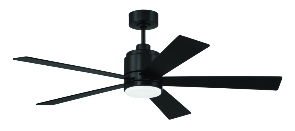 McCoy 52" 5-Blade Ceiling Fan in Flat Black w/ Flat Black Blades; Light Kit Included (optional)