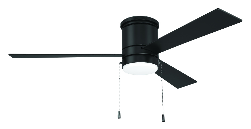McCoy Hugger 52" 3-Blade Ceiling Fan in Flat Black w/ Flat Black Blades (Pull-Chain)