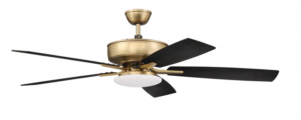 Pro Plus 112 52" 5-Blade Ceiling Fan in Satin Brass w/ Black Walnut/Flat Black Blades