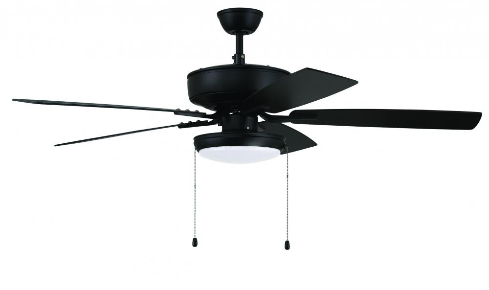 52" Ceiling Fan w/Blades, White Slim Pan LED Light Kit