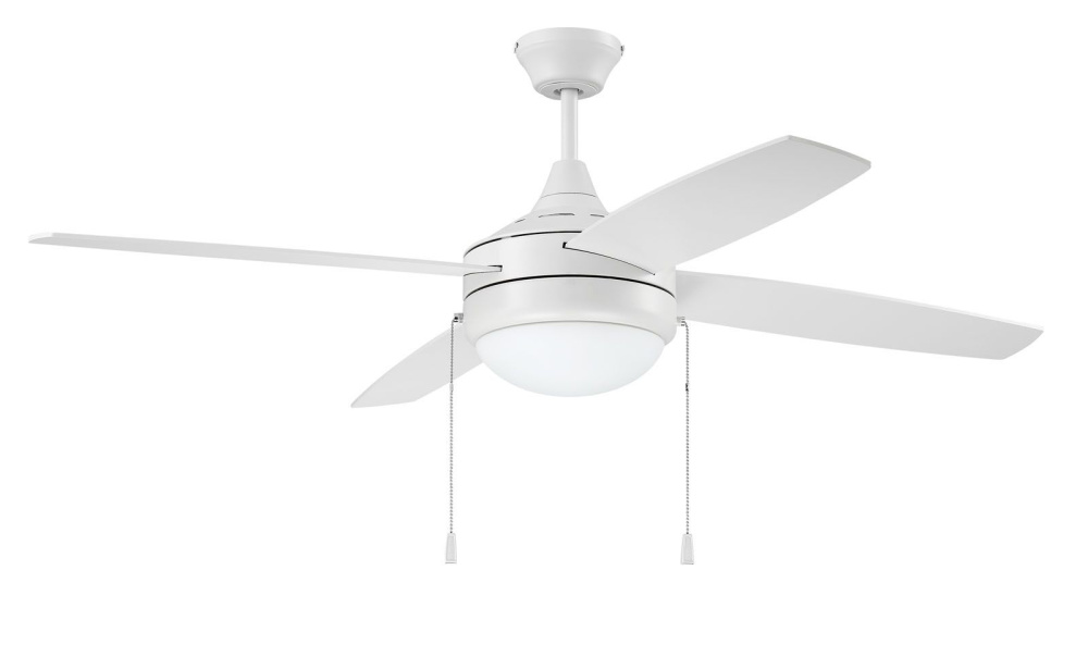 Phaze 4 52" 4-Blade Ceiling Fan in White w/ White Blades; Integrated Light Kit