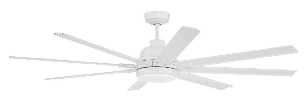 Rush 65" 8-Blade Indoor/Outdoor (Wet) Ceiling Fan in White w/ White Blades