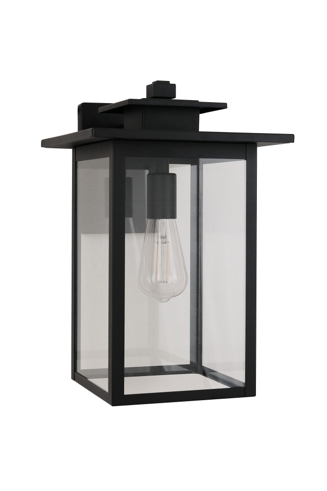 Rock Creek 1 Light 15.38" Outdoor Wall Lantern in Textured Black