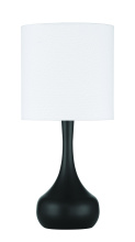 Craftmade 86226FB-T - Flat Black with White linen shade table lamp with touch switch