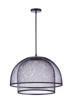 Craftmade P1006FB-LED - 24.25Ã¢â‚¬Â Diameter Sculptural Statement Metal Mesh Dome 2 Shade Pendant in Flat Black