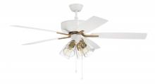 Craftmade P104WSB5-52WWOK - Pro Plus 104 52" 5-Blade Ceiling Fan in White/Satin Brass w/ White/Washed Oak Blades