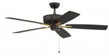 Craftmade P52FBSB5-52BWNFB - Pro Plus 52" 5-Blade Ceiling Fan in Flat Black/Satin Brass w/ Black Walnut/Flat Black Blades