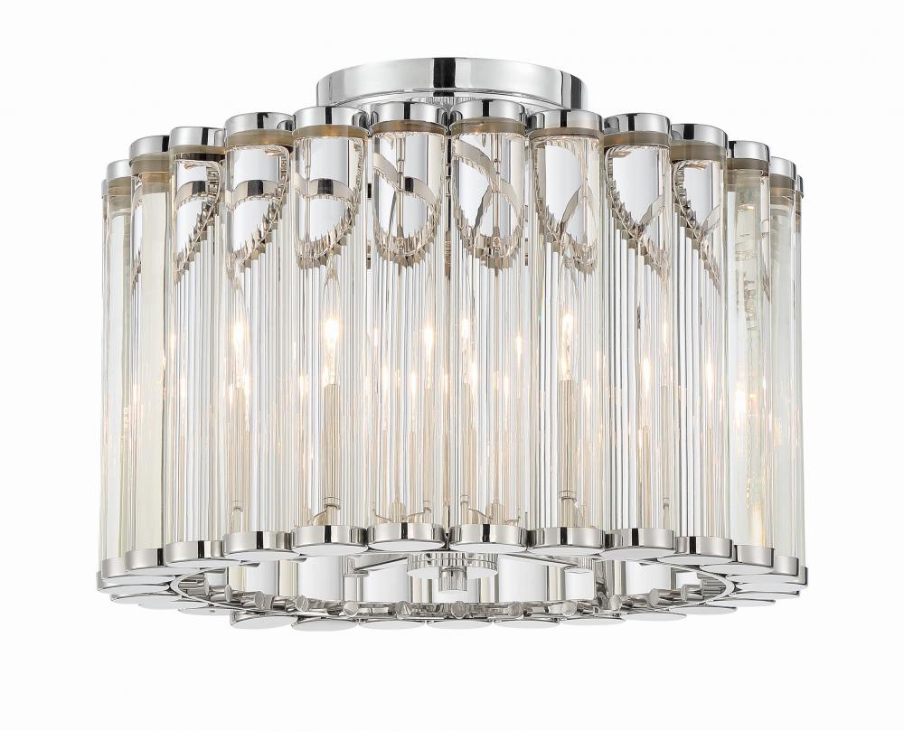 Libby Langdon Elliot 15.25'' Polished Nickel Semi Flush Mount