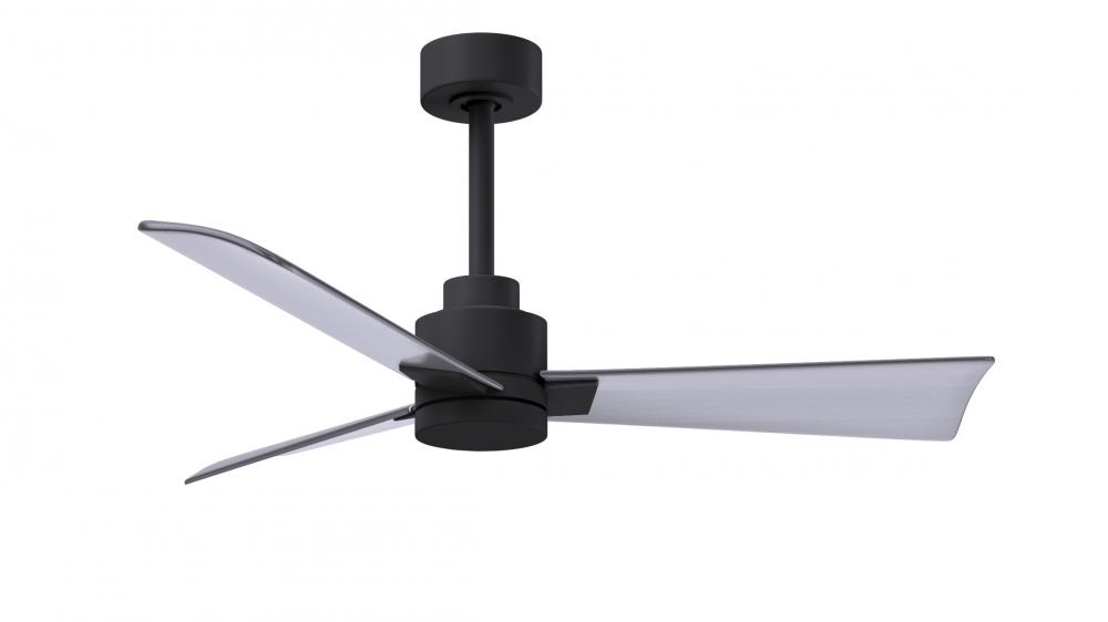 Alessandra - 42" Three Blade Transitional Ceiling Fan - Matte Black Finish - Brushed Nickel Blad