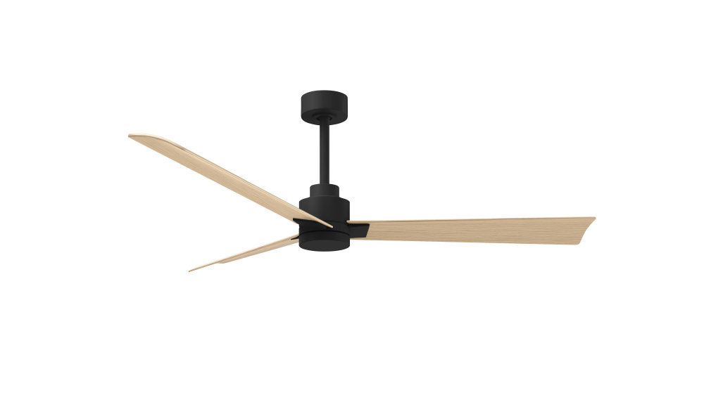 Alessandra - 56" Three Blade Transitional Ceiling Fan - Matte Black Finish - Light Maple Blades
