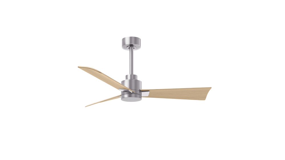 Alessandra - 42" Three Blade Transitional Ceiling Fan - Brushed Nickel Finish - Light Maple Blad