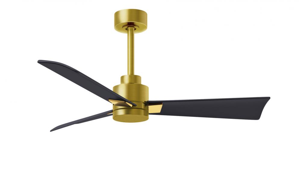 Alessandra - 42" Three Blade Transitional Ceiling Fan - Brushed Brass Finish - Matte Black Blade