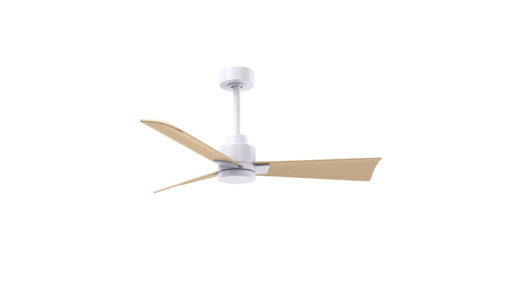 Alessandra - 42" Three Blade Transitional Ceiling Fan - Matte White Finish - Light Maple Blades