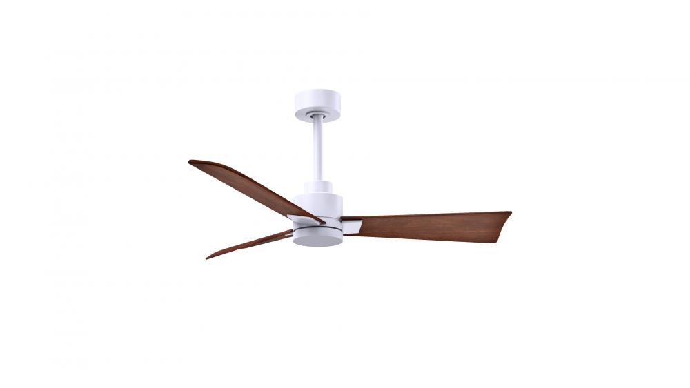 Alessandra - 42" Three Blade Transitional Ceiling Fan - Matte White Finish - Walnut Tone Blades