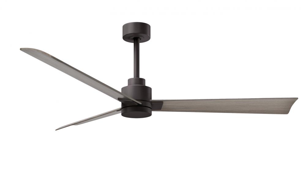 Alessandra-56" Three Blade Transitional Ceiling Fan-Textured Bronze Finish-Gray Ash Tone Blades