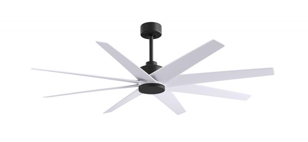 Ariella - Eight Blade Ceiling Fan - Matte Black Finish - Matte White Blades