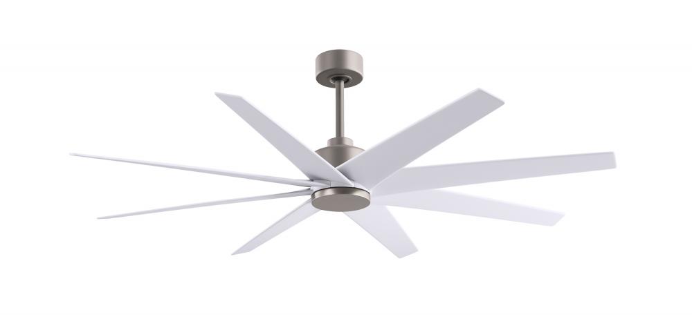 Ariella - Eight Blade Ceiling Fan - Brushed Nickel Finish - Matte White Blades