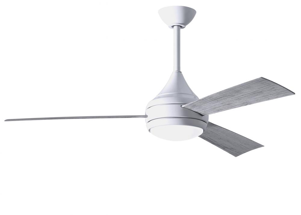 Donaire - Three Blade Paddle Fan - Integrated LED - Gloss White Finish - Barn Wood Tone Blades