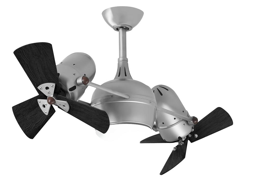Dagny LK-Rotational Ceiling Fan-Integrated LED-Brushed Nickel Finish-Matte Black Wood Blades